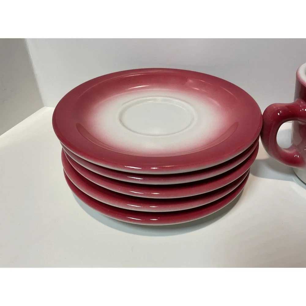 Jackson China Coffee Tea Cups Saucers Set 5 Pink White Ombre Restaurant‎ Ware